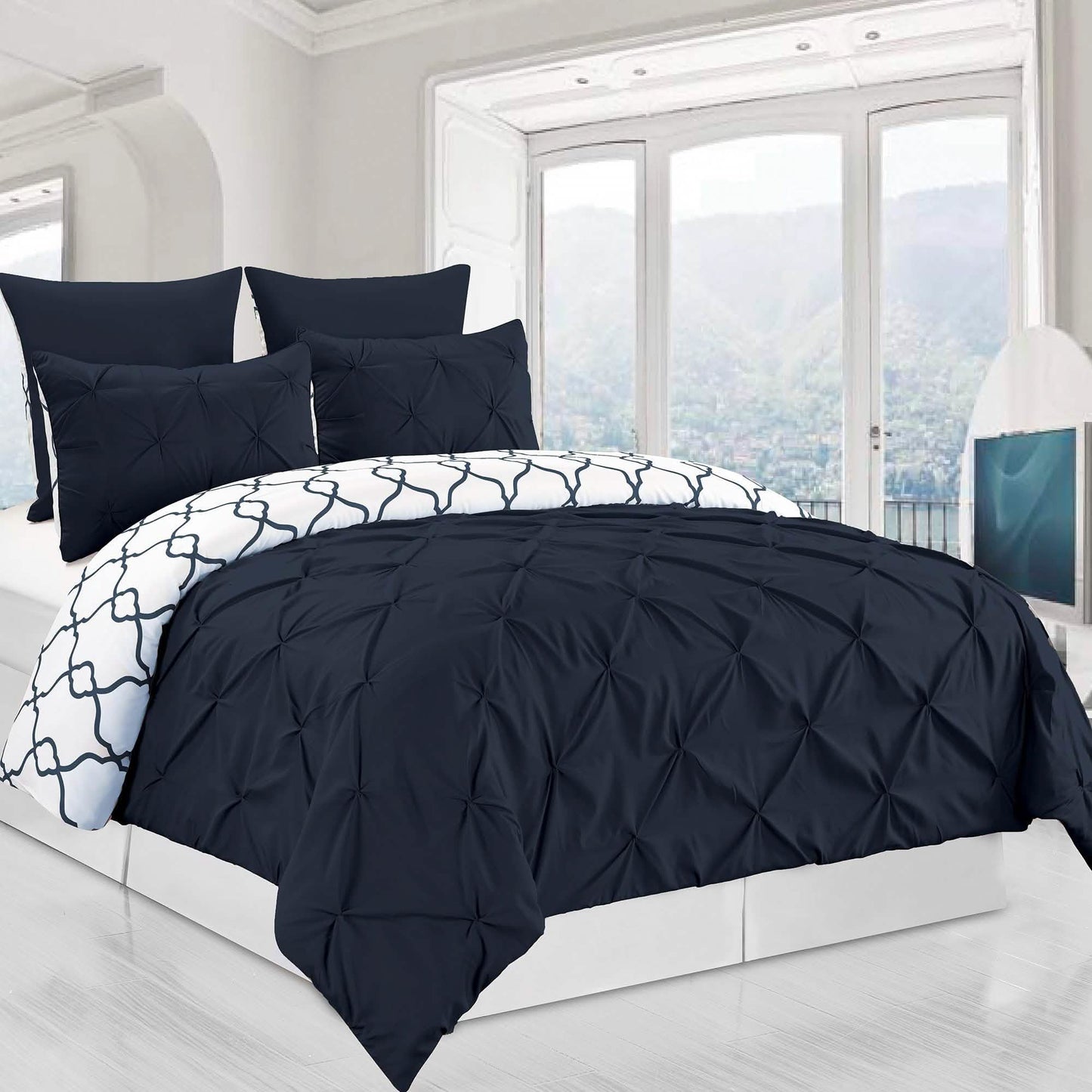 3-Piece Set: Reversible Premium Pintuck Duvet Cover and Shams DailySale