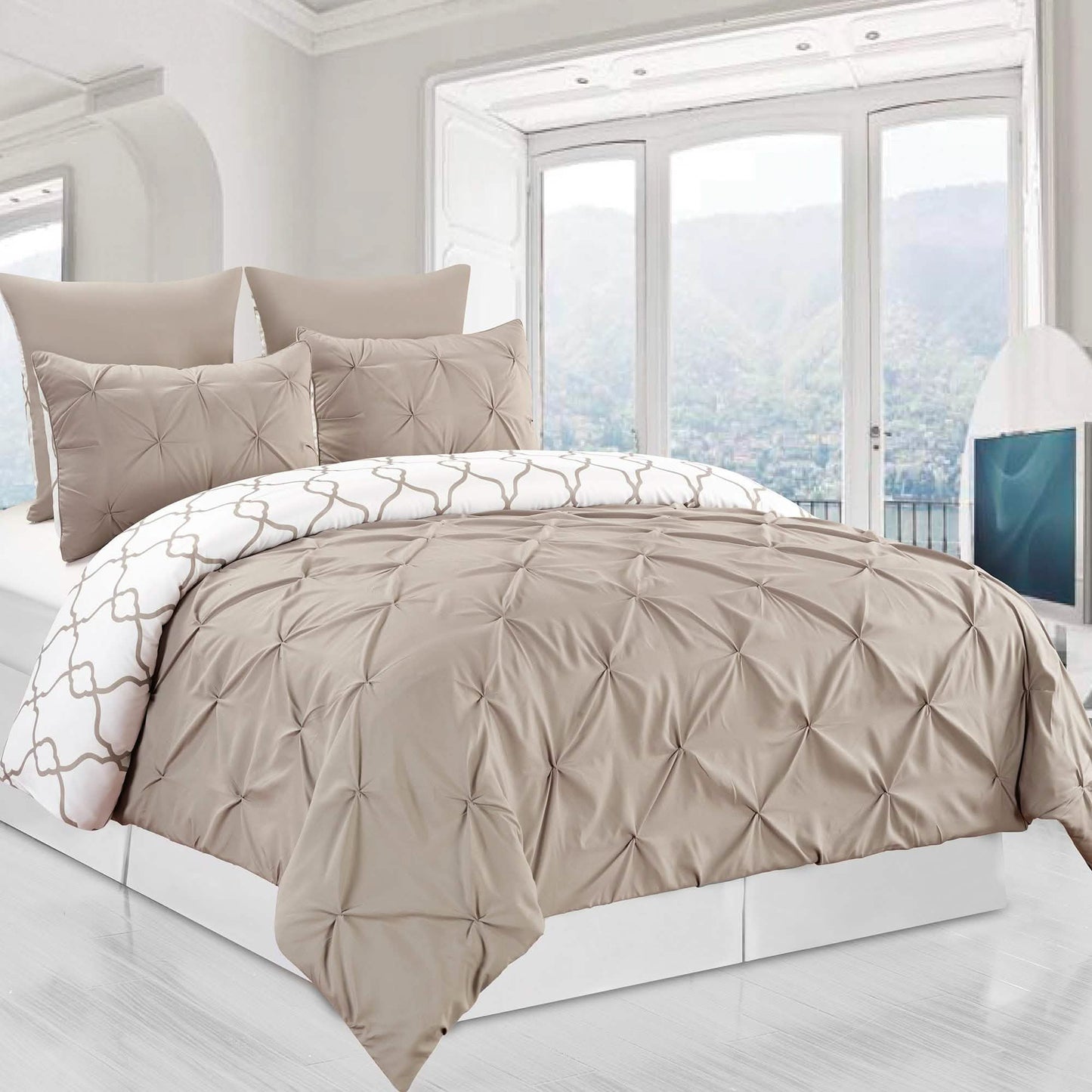 3-Piece Set: Reversible Premium Pintuck Duvet Cover and Shams DailySale