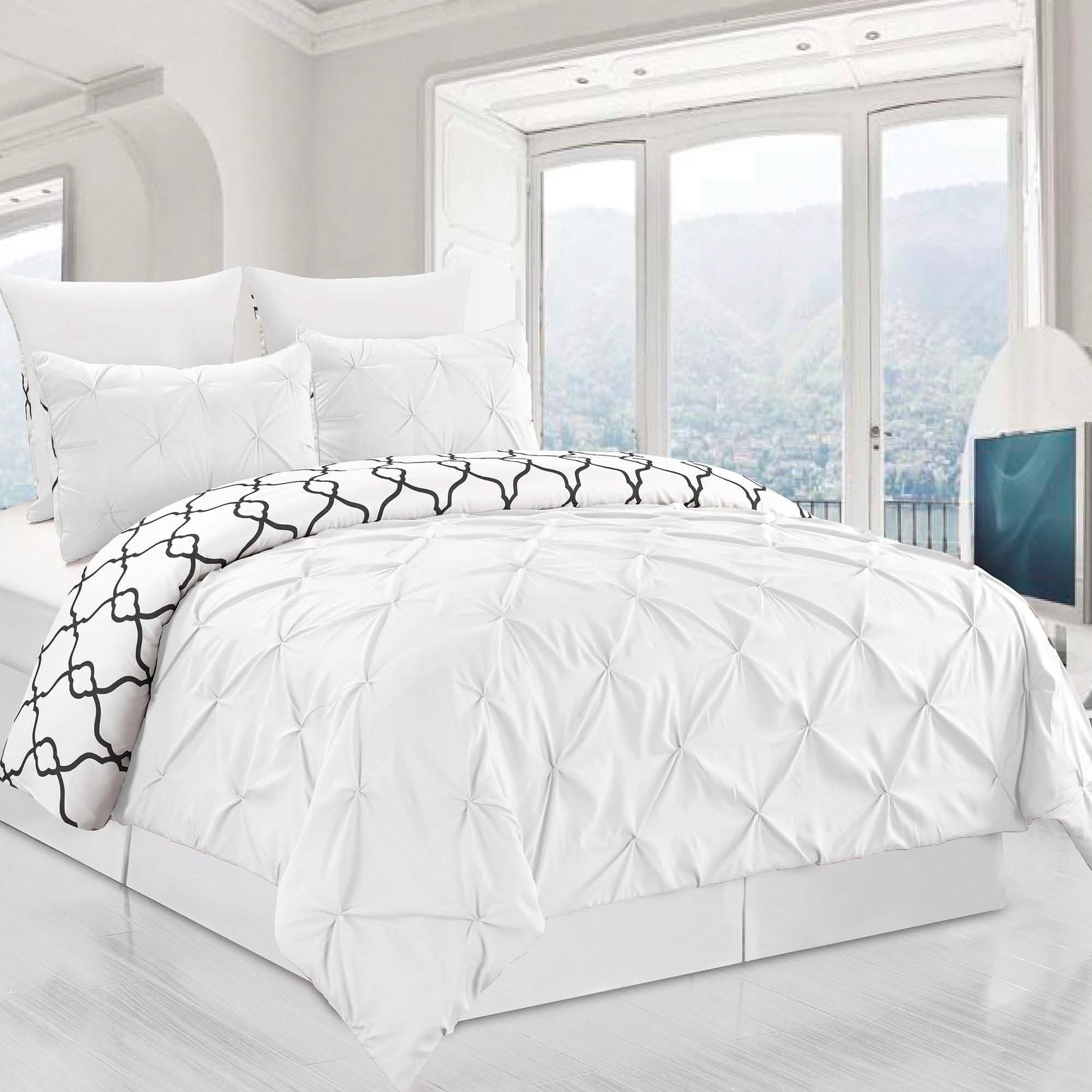 3-Piece Set: Reversible Premium Pintuck Duvet Cover and Shams DailySale
