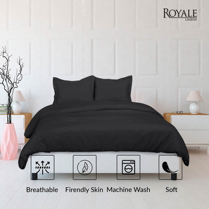 3-Piece Set: Royale Double Brushed Duvet Covers Set With Button Closure & Corner Ties DailySale