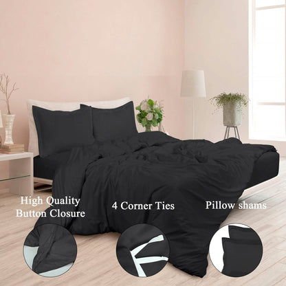 3-Piece Set: Royale Double Brushed Duvet Covers Set With Button Closure & Corner Ties DailySale