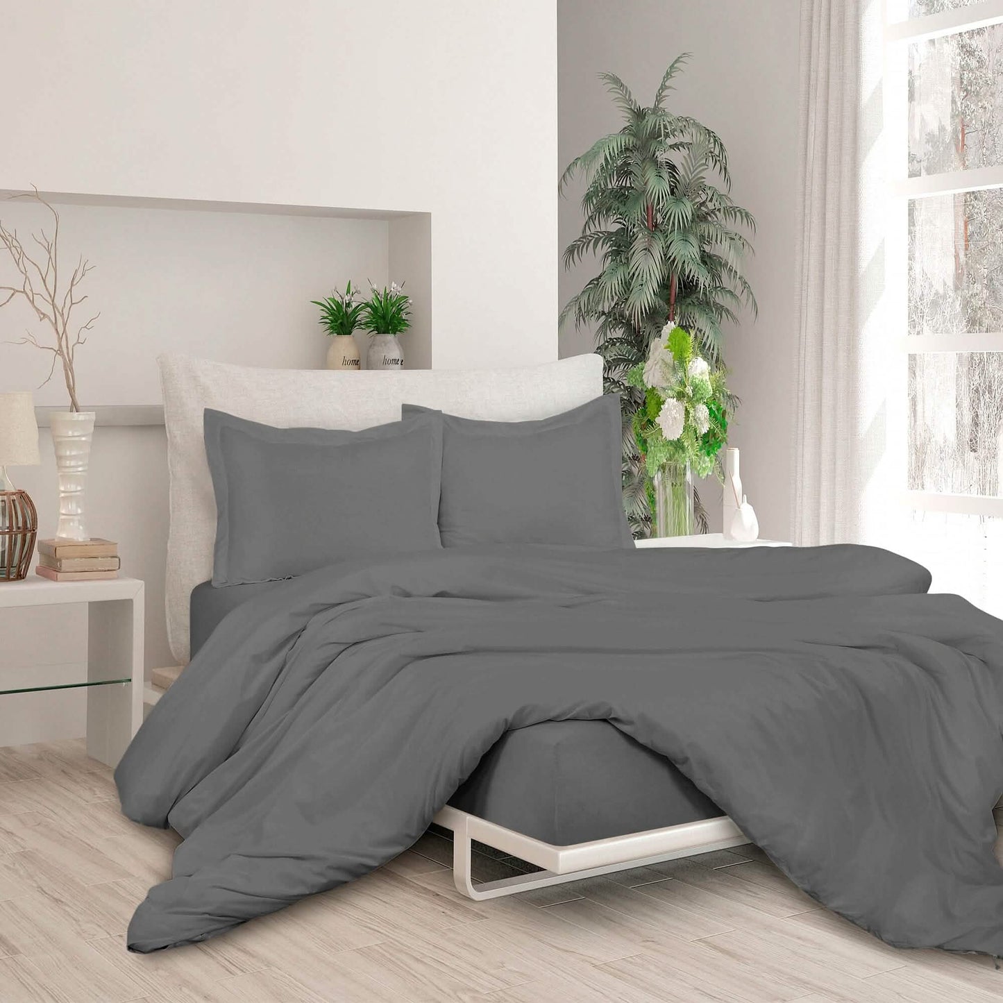 3-Piece Set: Royale Double Brushed Duvet Covers Set With Button Closure & Corner Ties DailySale