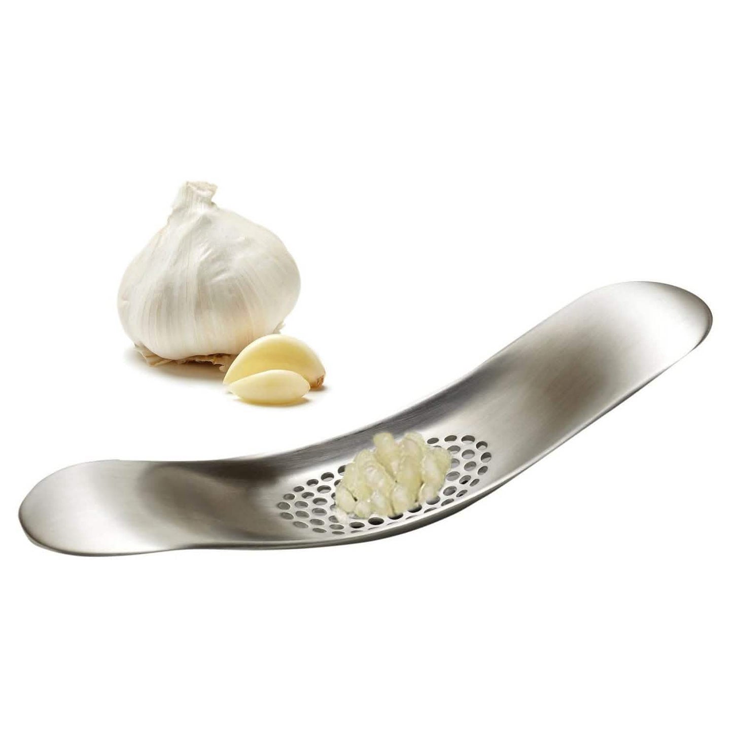 3-Piece Set: Stainless Steel Garlic Crusher Press and Peeler with Cleaning Brush DailySale