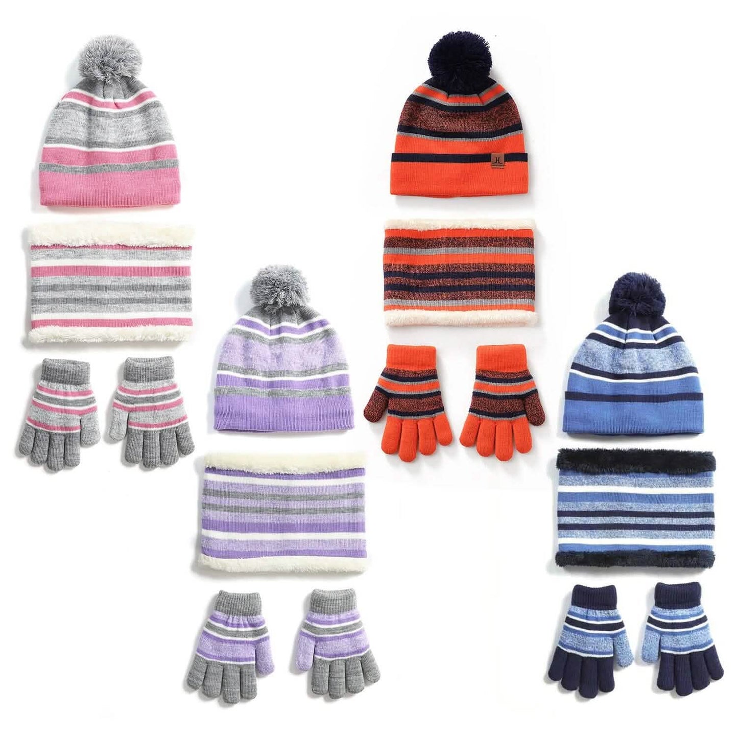3-Piece Set: Winter Kids Knitted Warm Beanie Hat and Glove for 4-7 Years Old DailySale