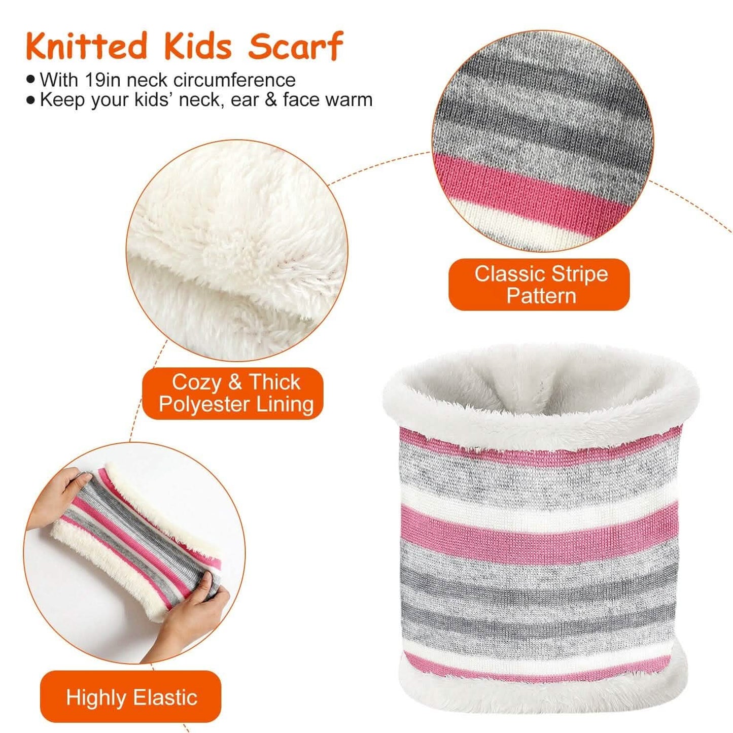 3-Piece Set: Winter Kids Knitted Warm Beanie Hat and Glove for 4-7 Years Old DailySale