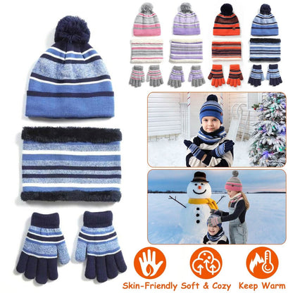 3-Piece Set: Winter Kids Knitted Warm Beanie Hat and Glove for 4-7 Years Old DailySale