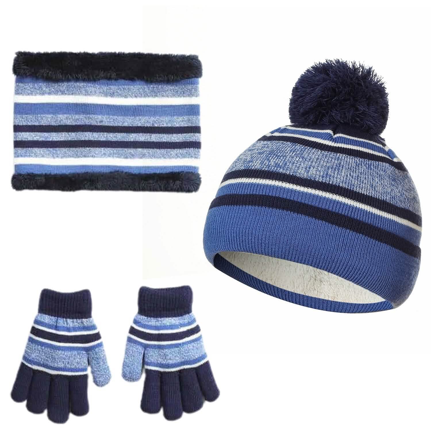 3-Piece Set: Winter Kids Knitted Warm Beanie Hat and Glove for 4-7 Years Old DailySale