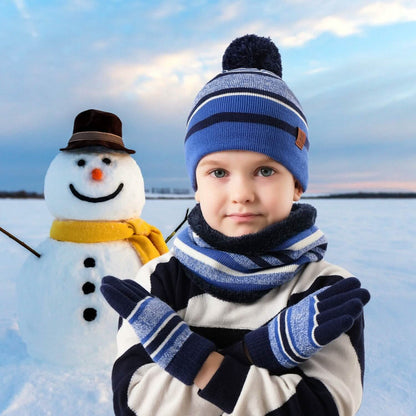 3-Piece Set: Winter Kids Knitted Warm Beanie Hat and Glove for 4-7 Years Old DailySale