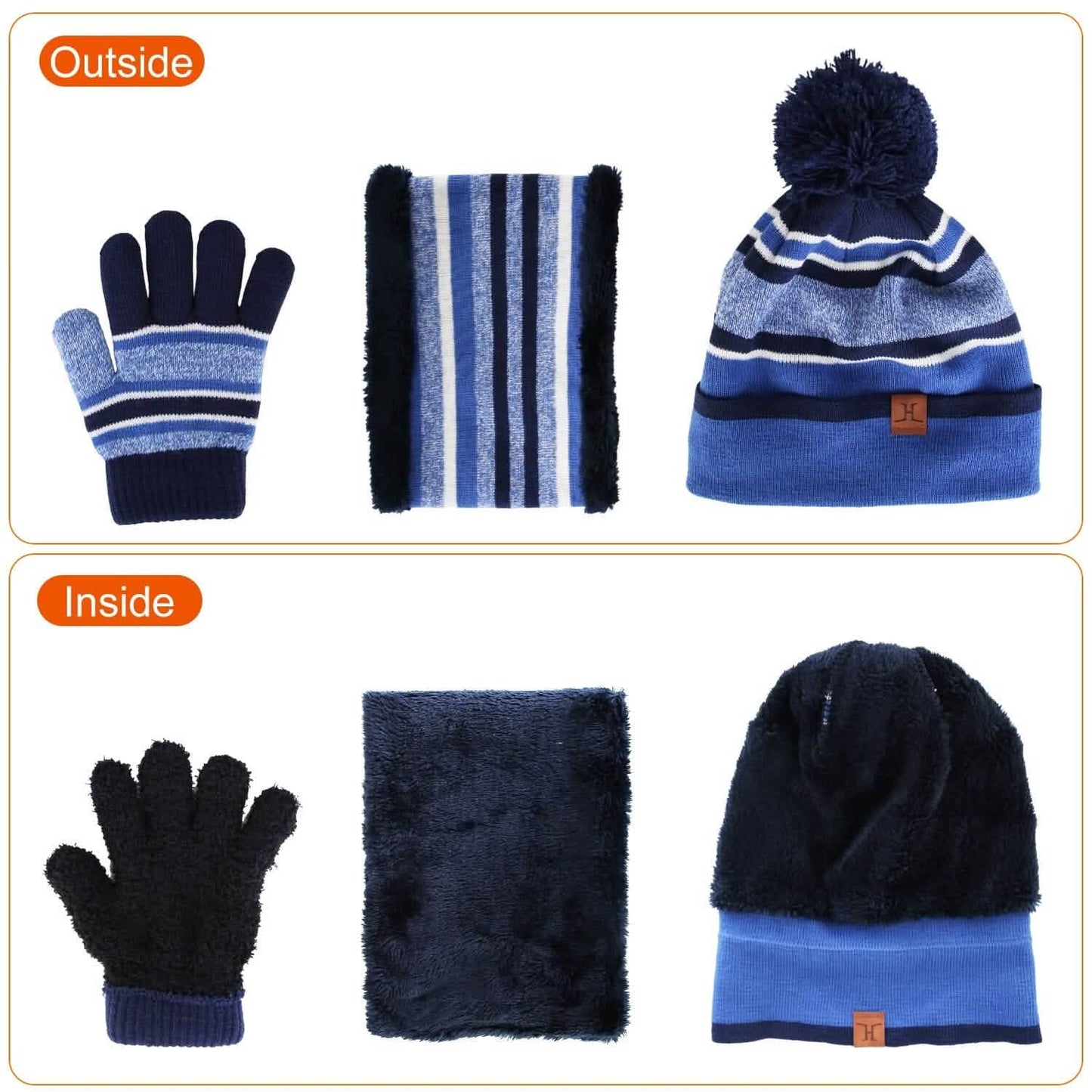 3-Piece Set: Winter Kids Knitted Warm Beanie Hat and Glove for 4-7 Years Old DailySale