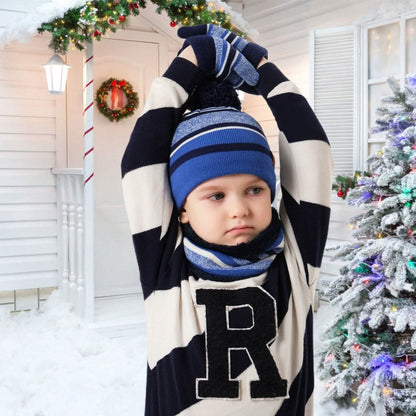 3-Piece Set: Winter Kids Knitted Warm Beanie Hat and Glove for 4-7 Years Old DailySale