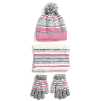 3-Piece Set: Winter Kids Knitted Warm Beanie Hat and Glove for 4-7 Years Old DailySale