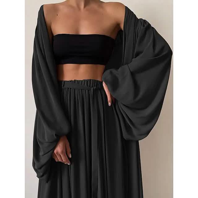 3-Piece Set: Women's Boho Solid Color Plus Size DailySale