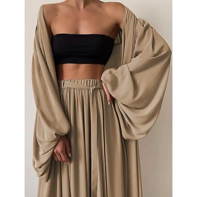3-Piece Set: Women's Boho Solid Color Plus Size DailySale