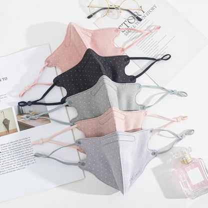 3-Piece: Solid Color Polka Dot Print Adjustable Face Mask DailySale