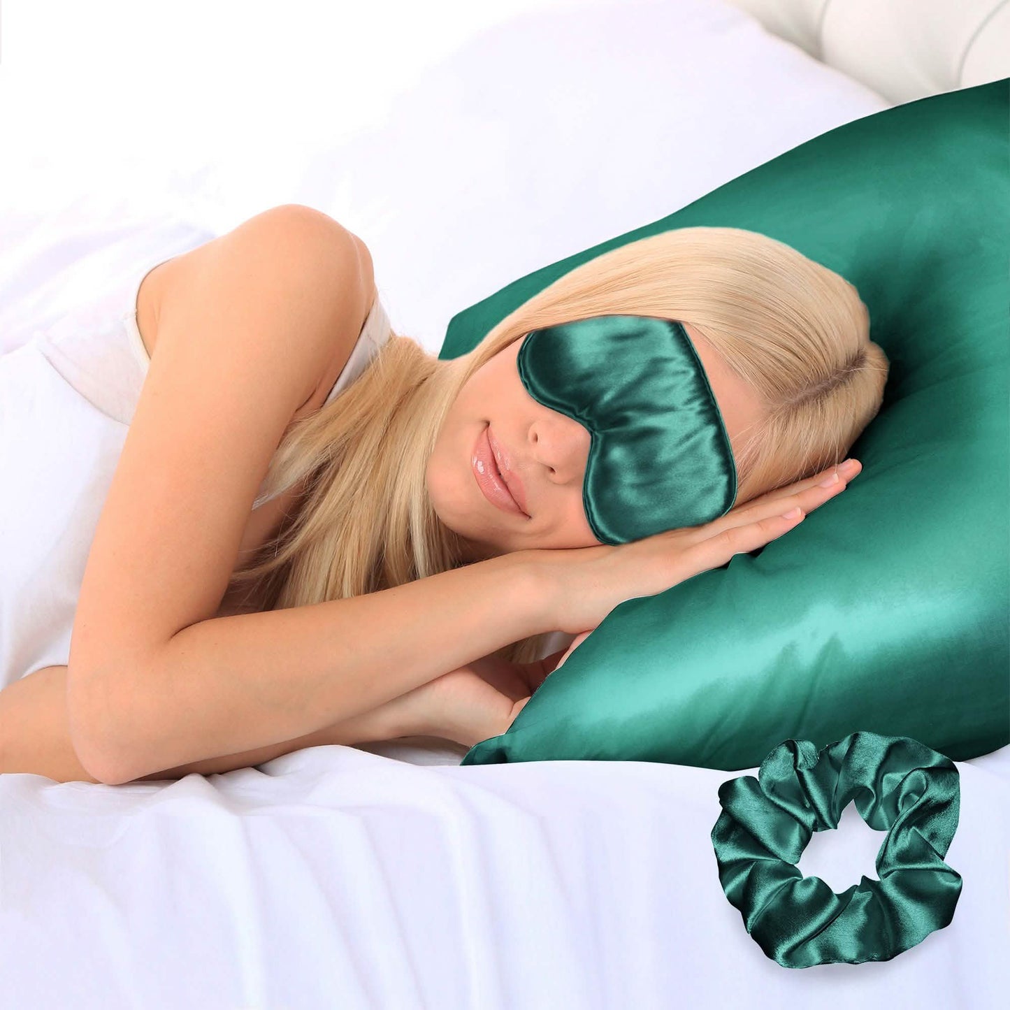 3-Piece: Super Soft Luxury Satin Facial and Hair Care Pillowcase, Eye Mask and Scrunchie DailySale