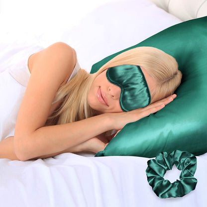 3-Piece: Super Soft Luxury Satin Facial and Hair Care Pillowcase, Eye Mask and Scrunchie DailySale