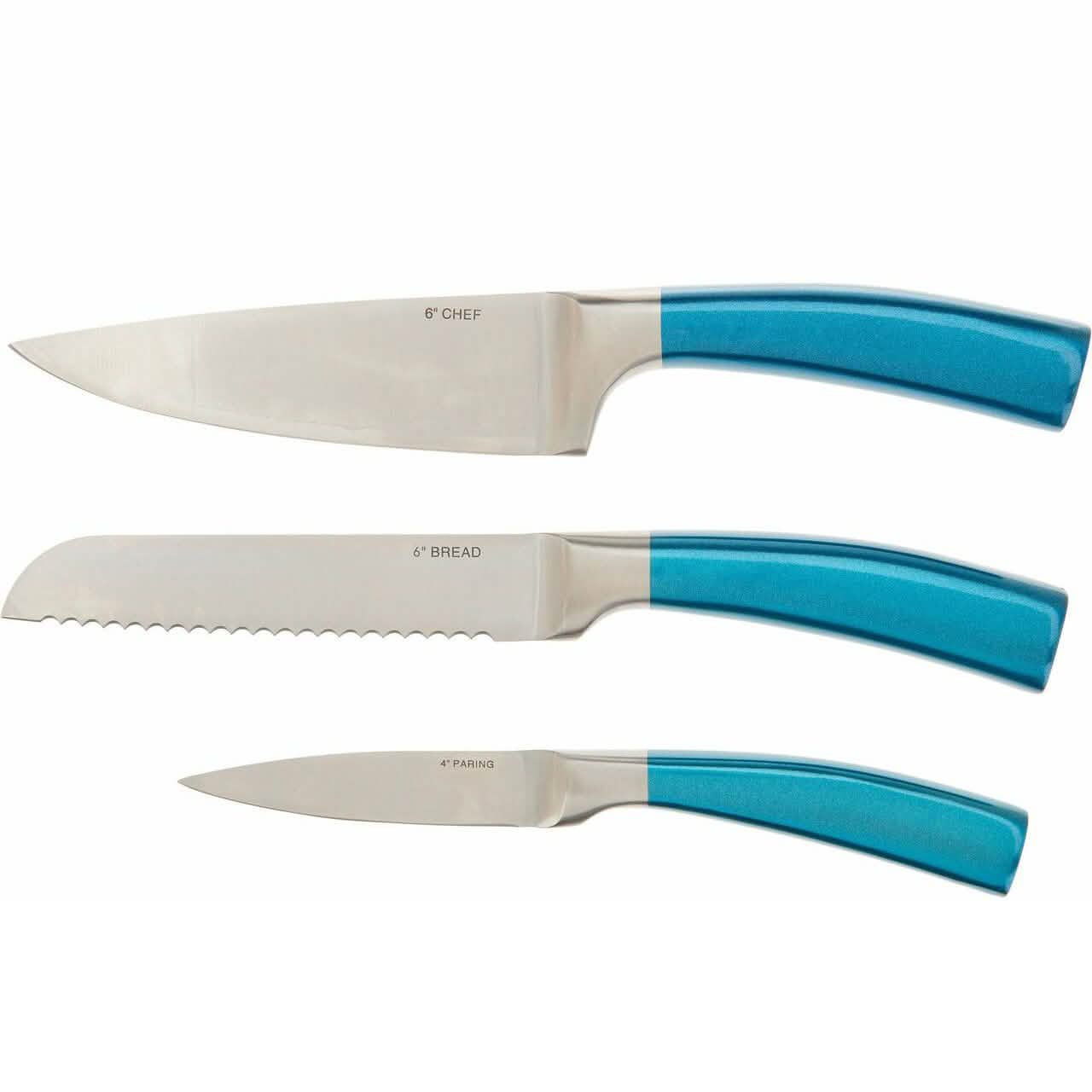 3-Piece: Valerie Bertinelli SS Metallic Knife Set DailySale