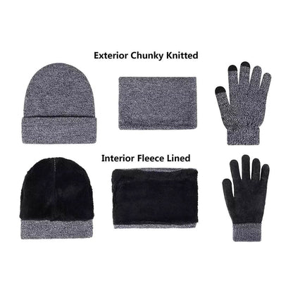 3-Piece: Winter Beanie Hat Scarf Gloves for Men DailySale