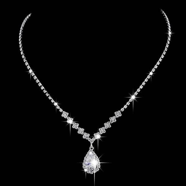 3-Piece: Women's Diamond Cubic Zirconia Necklace Earrings Set DailySale