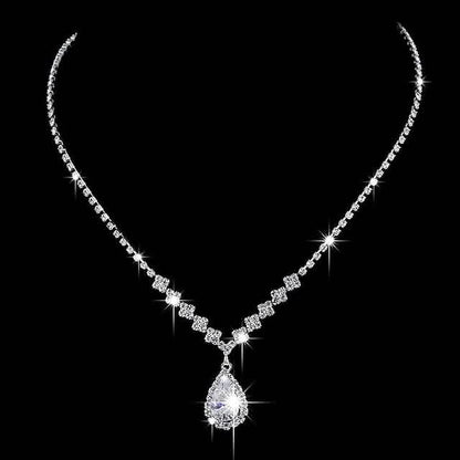 3-Piece: Women's Diamond Cubic Zirconia Necklace Earrings Set DailySale