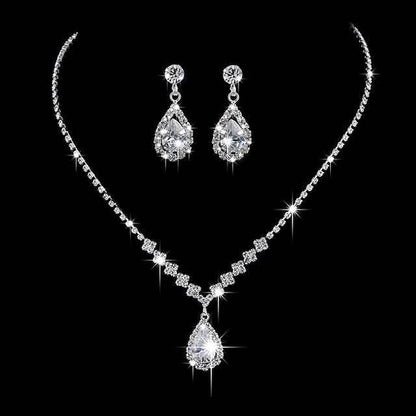 3-Piece: Women's Diamond Cubic Zirconia Necklace Earrings Set DailySale