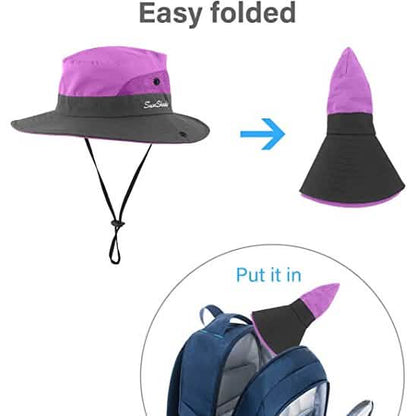 3-Piece: Women's Ponytail Wide Brim Sun Hat DailySale