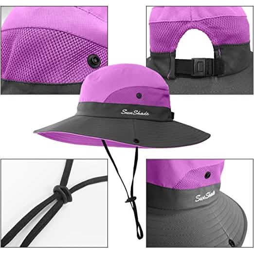 3-Piece: Women's Ponytail Wide Brim Sun Hat DailySale