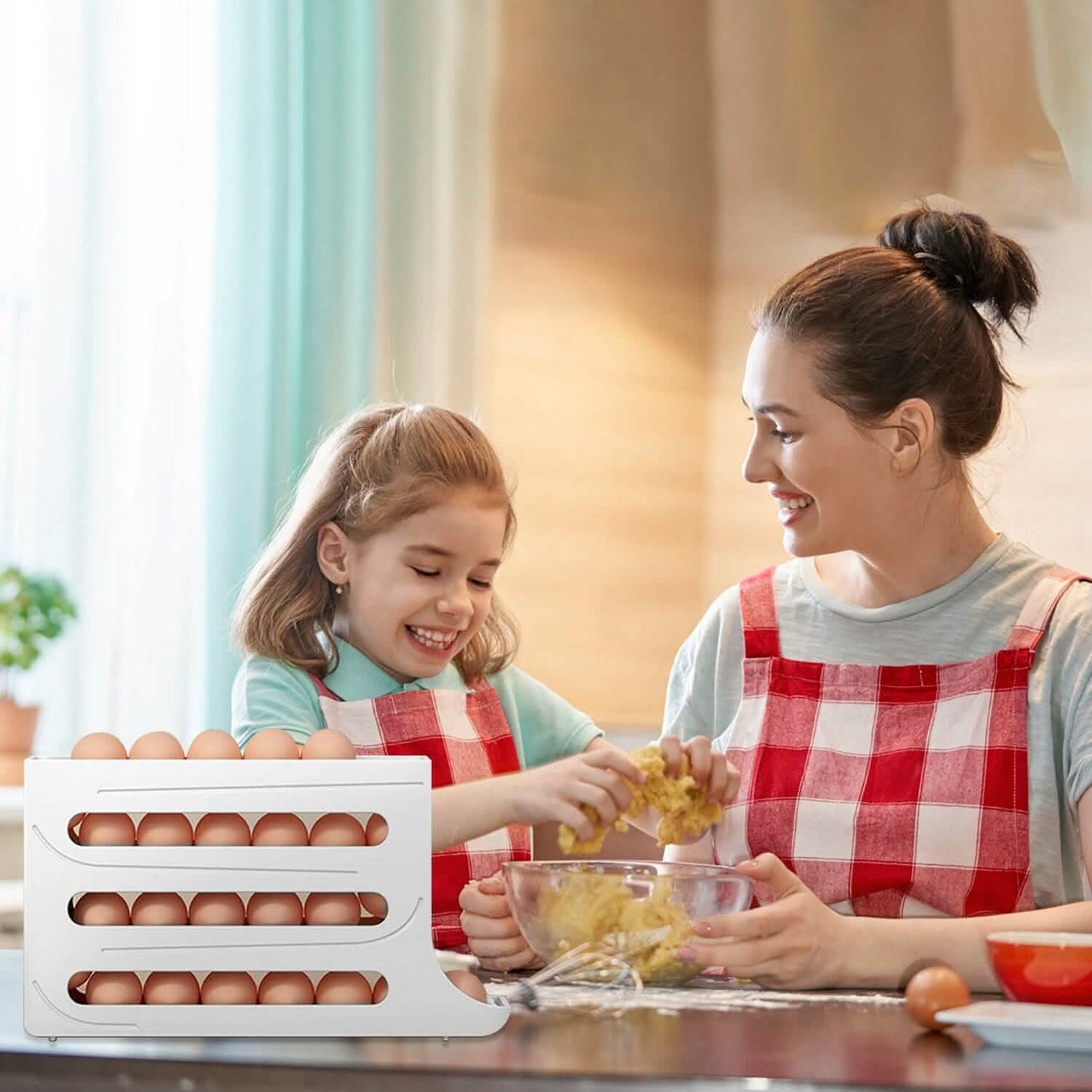 3-Pieces: 4-Tiers Egg Holder Auto Rolling Fridge Egg Organizer DailySale