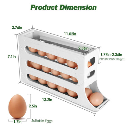 3-Pieces: 4-Tiers Egg Holder Auto Rolling Fridge Egg Organizer DailySale