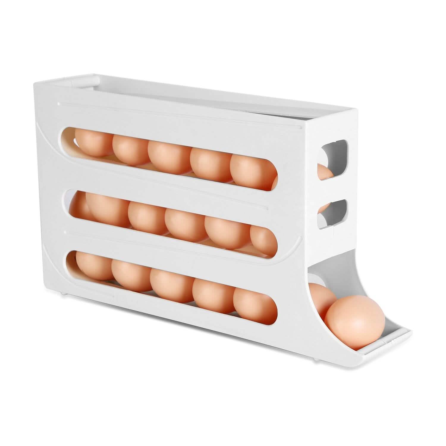 3-Pieces: 4-Tiers Egg Holder Auto Rolling Fridge Egg Organizer DailySale