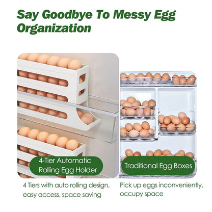 3-Pieces: 4-Tiers Egg Holder Auto Rolling Fridge Egg Organizer DailySale
