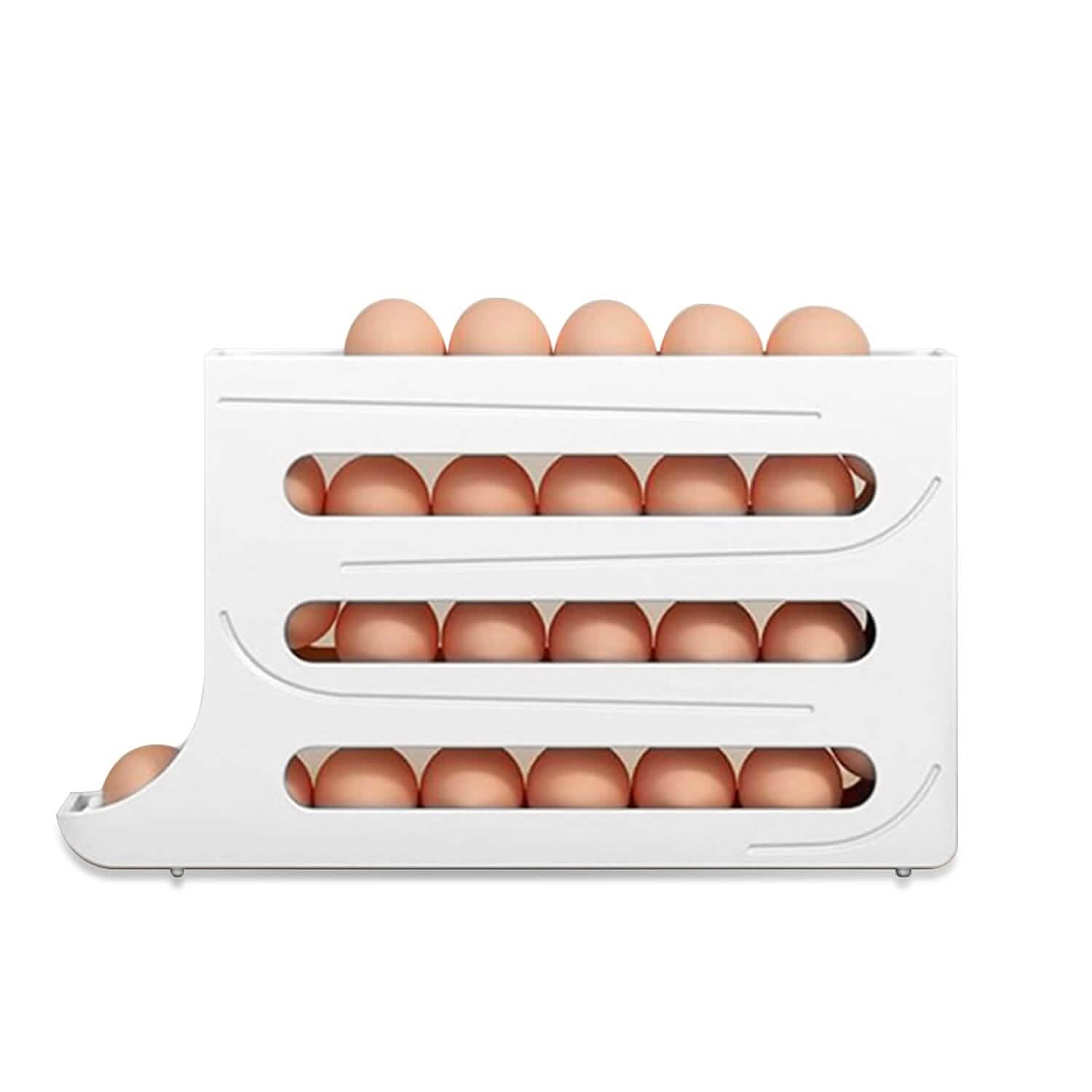 3-Pieces: 4-Tiers Egg Holder Auto Rolling Fridge Egg Organizer DailySale