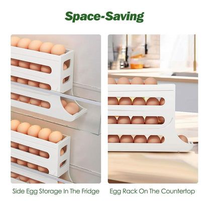 3-Pieces: 4-Tiers Egg Holder Auto Rolling Fridge Egg Organizer DailySale