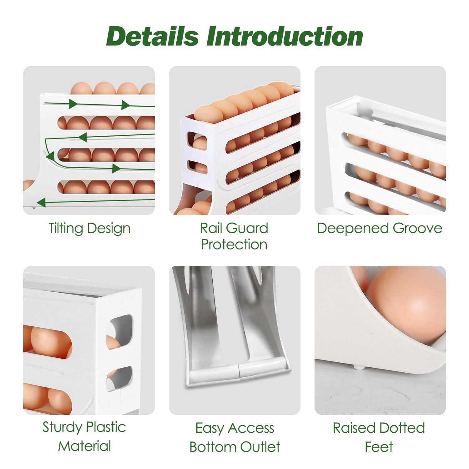 3-Pieces: 4-Tiers Egg Holder Auto Rolling Fridge Egg Organizer DailySale