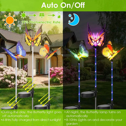 3-Pieces: Decorative Butterfly Lamps with Rotatable Solar Panel Lamp DailySale