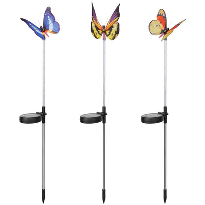 3-Pieces: Decorative Butterfly Lamps with Rotatable Solar Panel Lamp DailySale