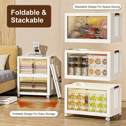 3-Pieces: Foldable Storage Bins with Lid Front Magnetic Door Collapsible Stackable Closet Organizer DailySale