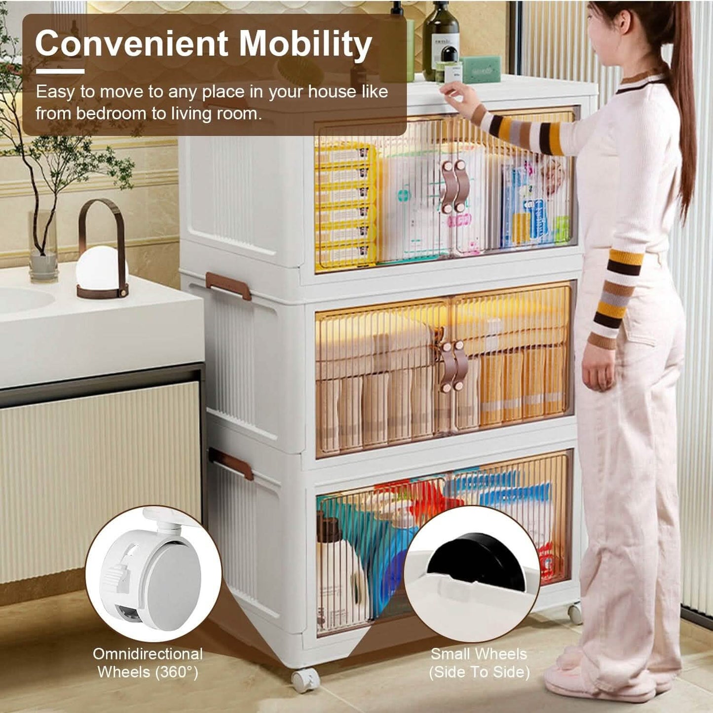 3-Pieces: Foldable Storage Bins with Lid Front Magnetic Door Collapsible Stackable Closet Organizer DailySale