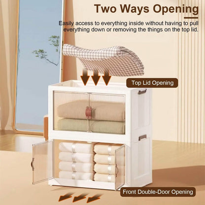 3-Pieces: Foldable Storage Bins with Lid Front Magnetic Door Collapsible Stackable Closet Organizer DailySale