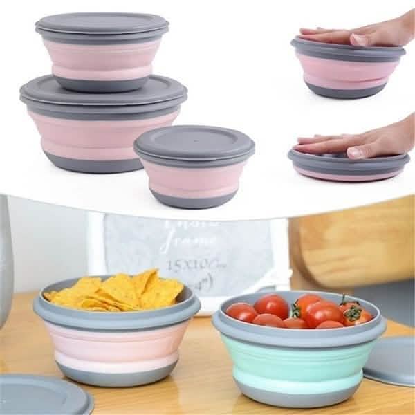 3-Pieces: Folding Camping Bowl Set DailySale