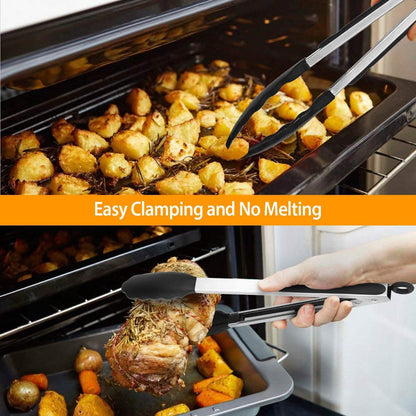 3-Pieces: Kitchen Tongs Stainless Steel with Silicon DailySale