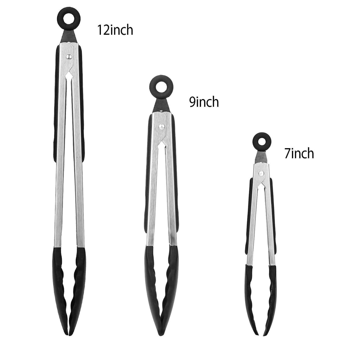 3-Pieces: Kitchen Tongs Stainless Steel with Silicon DailySale