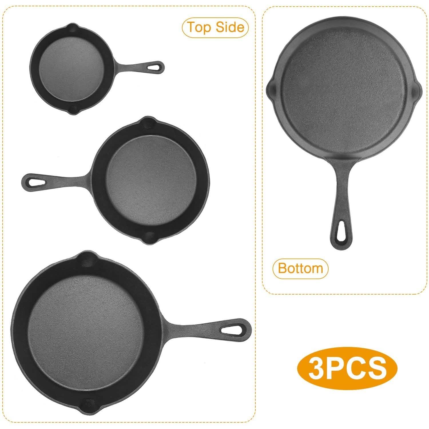 3-Pieces: Pre-Seasoned Cast Iron Skillet DailySale