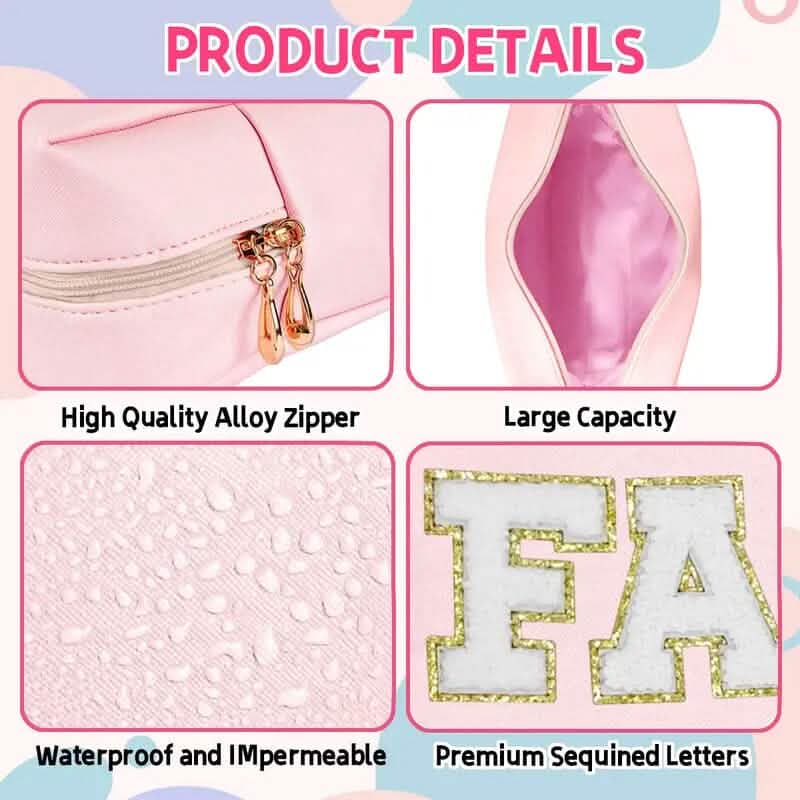 3-Pieces: PU Leather Waterproof Chenille Preppy Makeup Bag DailySale