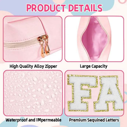 3-Pieces: PU Leather Waterproof Chenille Preppy Makeup Bag DailySale