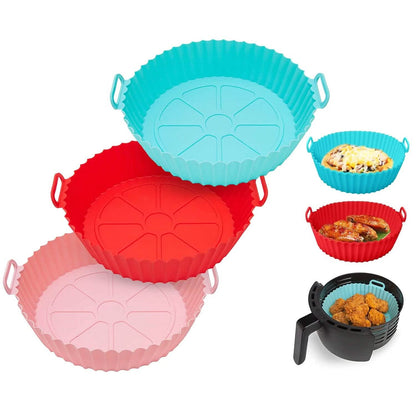 3-Pieces: Reusable Foldable Air Fryer Silicone Pot for 4+ Quart Air Fryer Oven DailySale