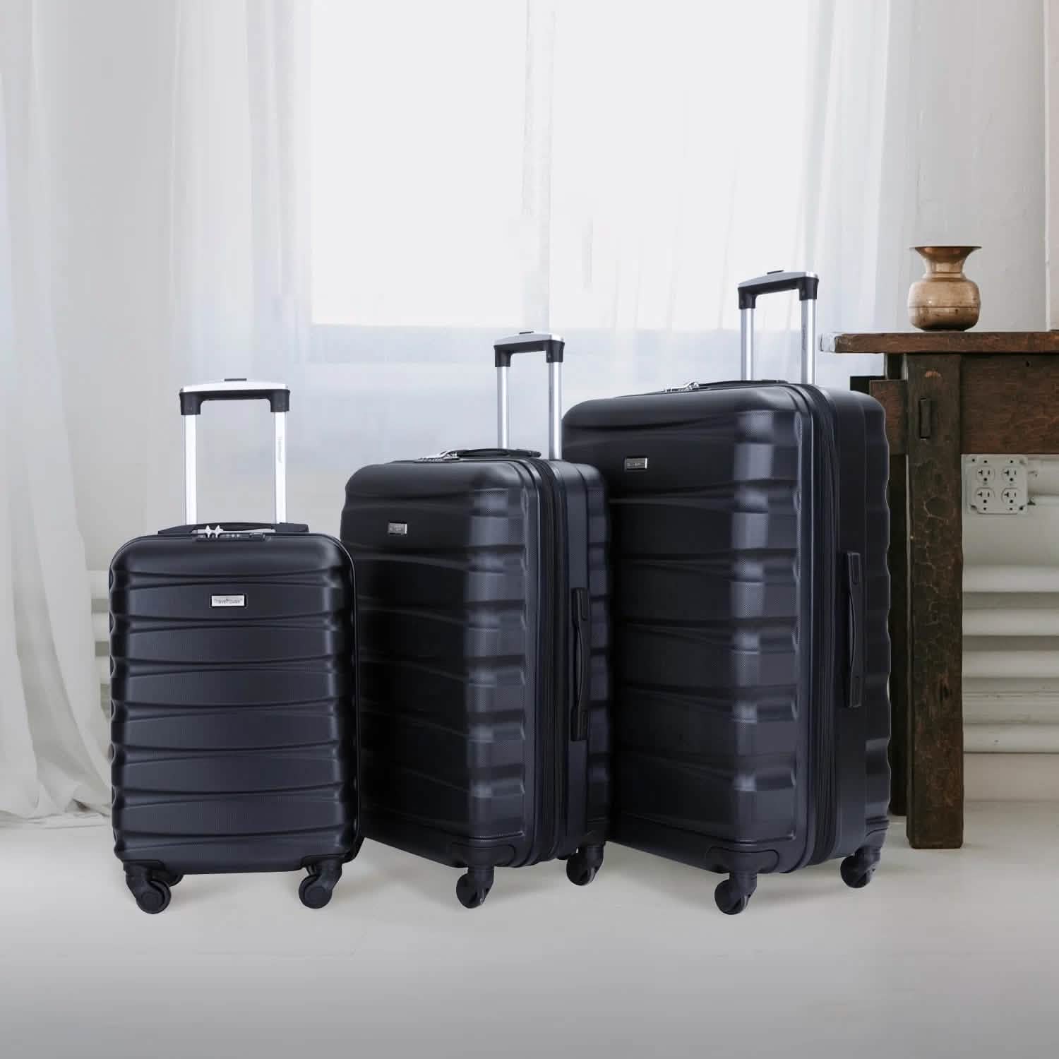3-Pieces Set: Expandable Luggage Sets ABS Lightweight Suitcase DailySale
