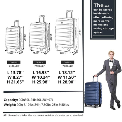 3-Pieces Set: Expandable Luggage Sets ABS Lightweight Suitcase DailySale