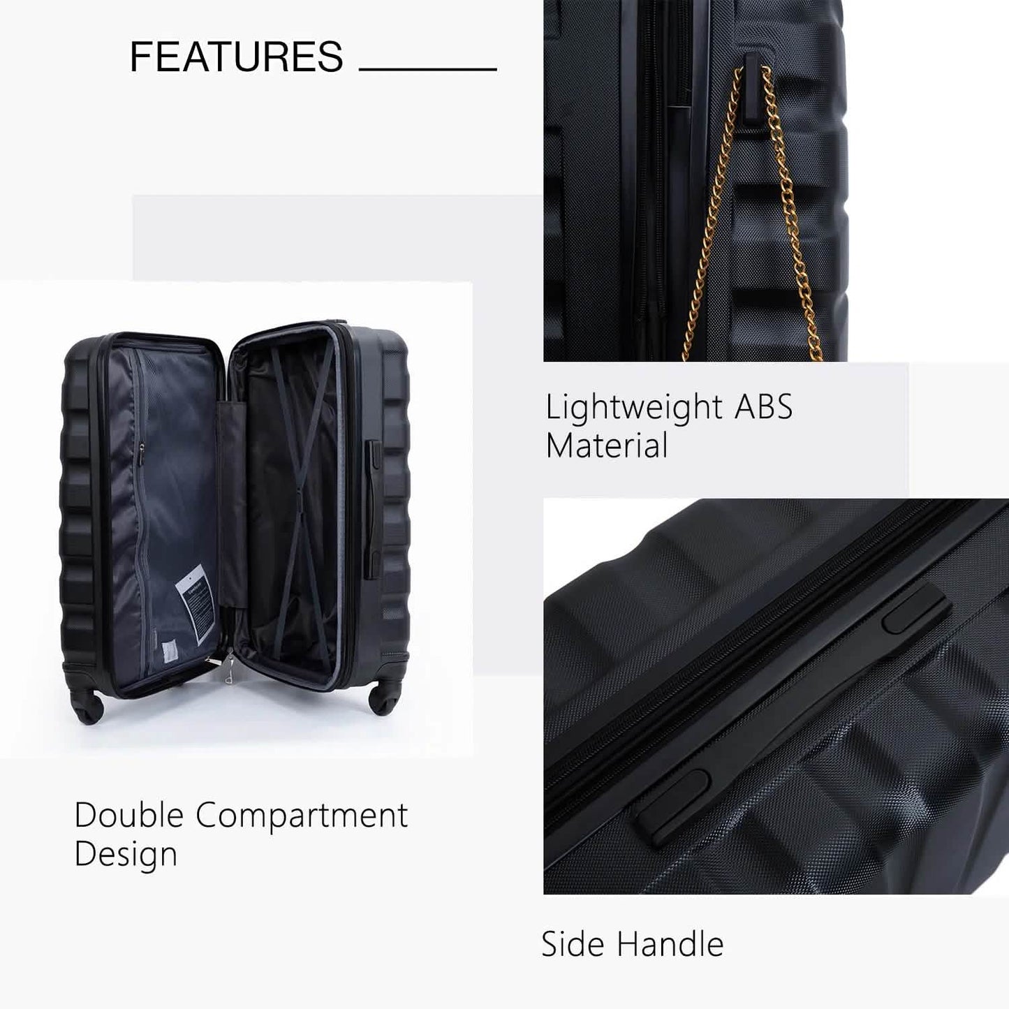 3-Pieces Set: Expandable Luggage Sets ABS Lightweight Suitcase DailySale