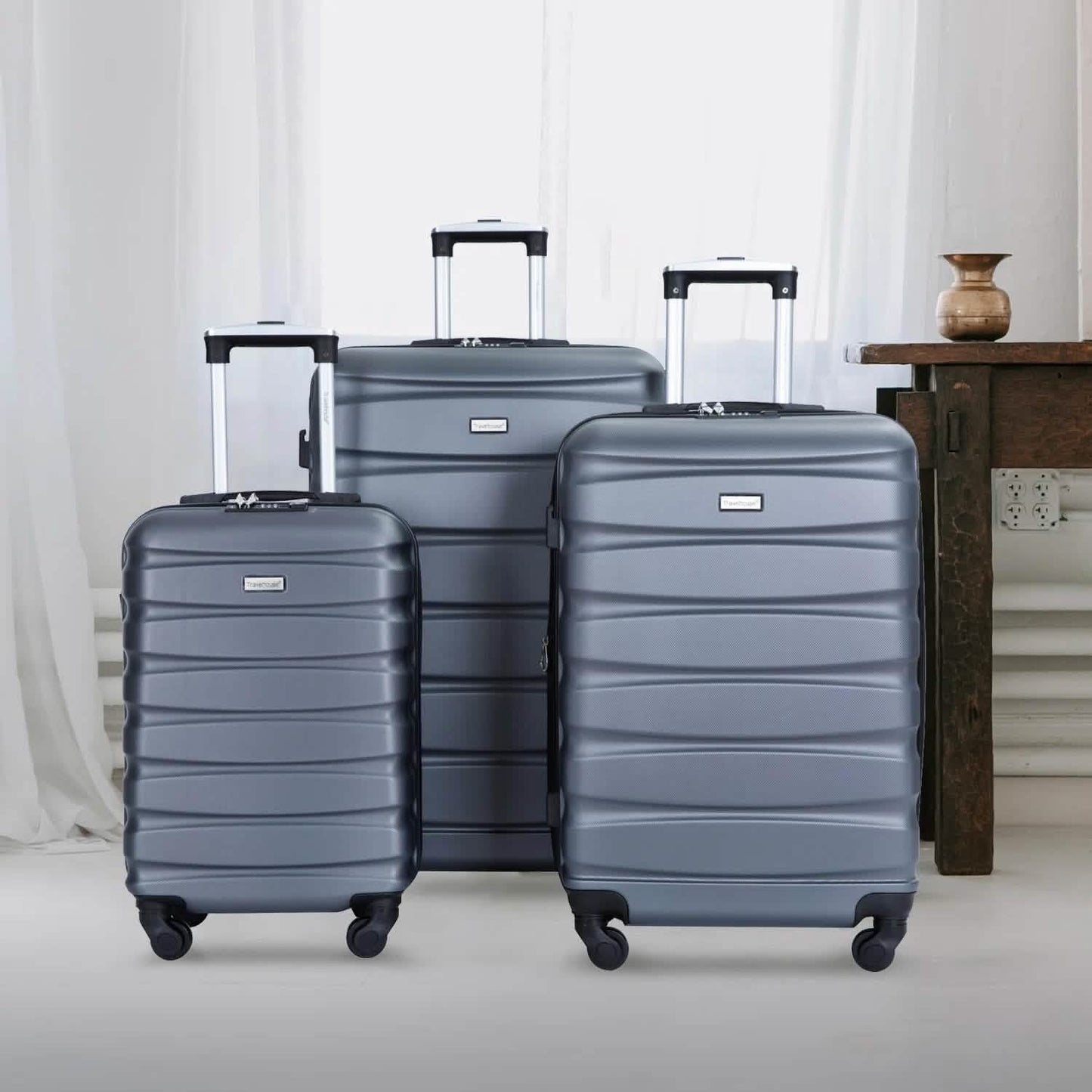 3-Pieces Set: Expandable Luggage Sets ABS Lightweight Suitcase DailySale